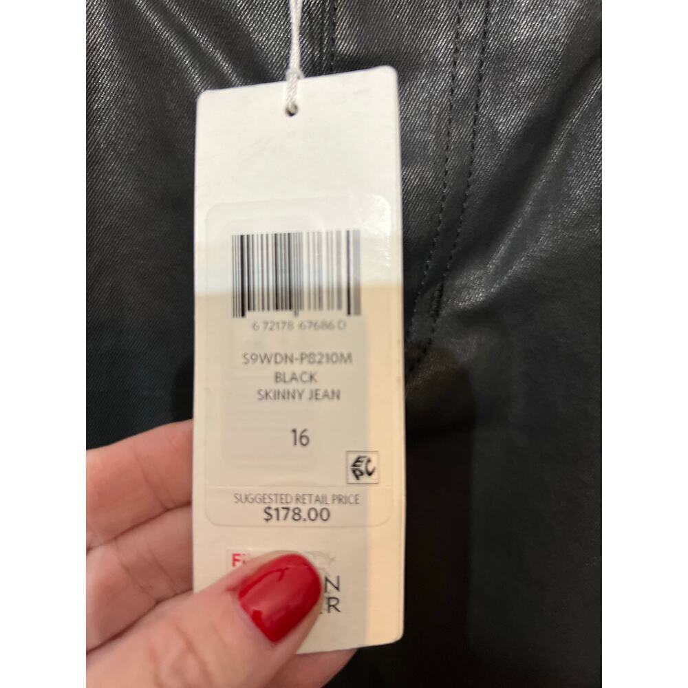 NWT Eileen Fisher Skinny Jeans Organic Cotton Waxed Denim Black Womens Size 16 - Picture 3 of 9